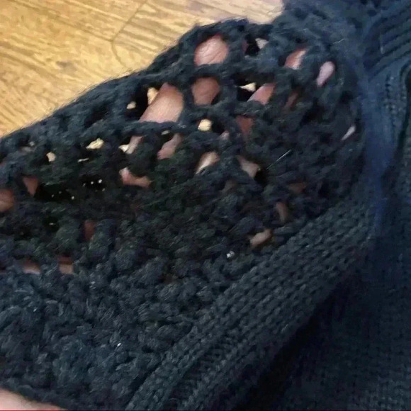 NWT Love By Design button down sweater black crochet chunky women M - Picture 5 of 12